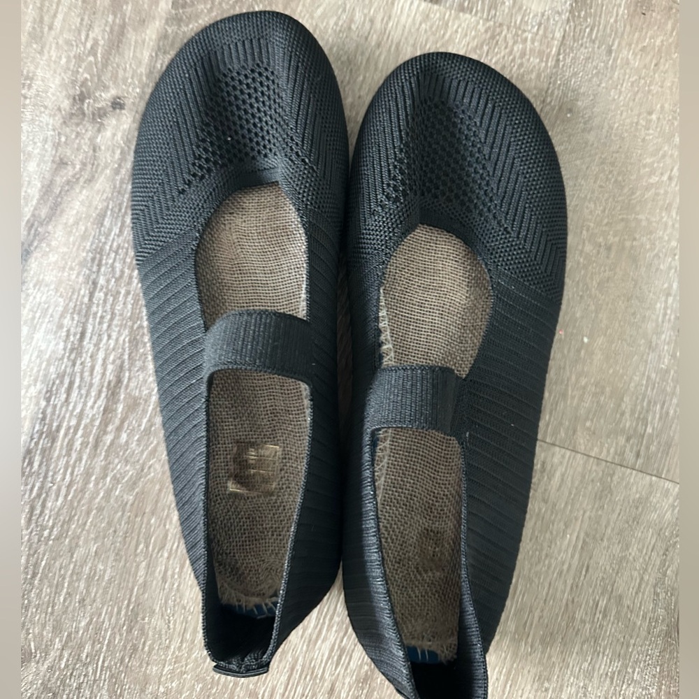 Black Textured Slip-On Flats